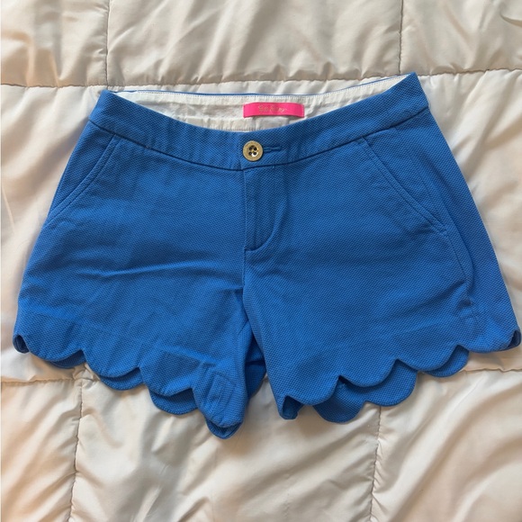 Lilly Pulitzer Pants - Lilly Pulitzer Blue Scalloped High Waist Shorts